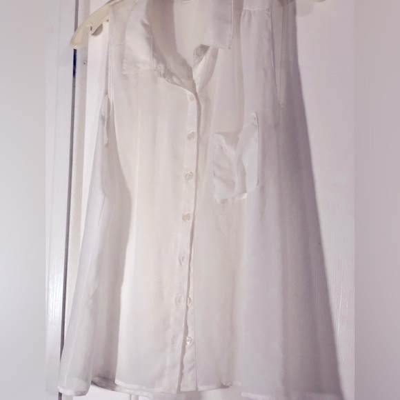 Women Sheer Short Sleeve Button Down Blouse - Picture 1 of 4
